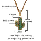 Hip-hop solid cactus zircon-encrusted pendant