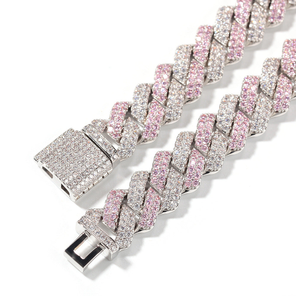 Hip-hop bar-style Cuban zircon-encrusted necklace