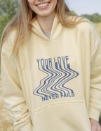 Love Never Fails Cream Unisex Hoodie
