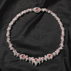 Hip-hop exaggerated spiky parasitic red-eyed thorn diamond-encrusted necklace
