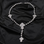 Hip Hop Beaded Zirconia Cross Necklace