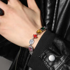 Hip-hop necklace with colorful zircon inlays and a square cross