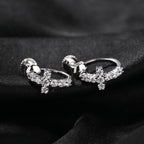 Hip Hop Zircon Black Spiral Clasp Cross Earrings