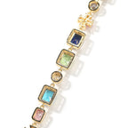 Exquisite diamond-encrusted colored gemstone bracelet and necklace