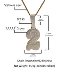 Hip-hop diamond-encrusted number pendant
