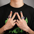 Hip-hop T-square heart-shaped zircon ring