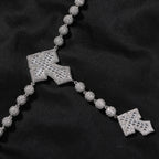 Hip Hop Beaded Zirconia Cross Necklace