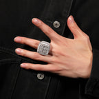 Hip-hop diamond-encrusted zircon DIY letter square ring