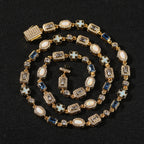 6mm blue colored gemstone bracelet with diamonds