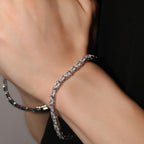 Hip-hop zircon-encrusted emerald color-matching tennis chain