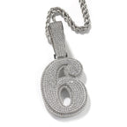Hip-hop diamond-encrusted number pendant