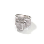 Hip-hop square diamond-encrusted couple ring