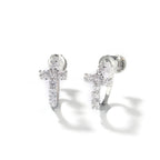 Hip Hop Zircon Black Spiral Clasp Cross Earrings