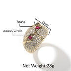Hip-hop creative owl zircon-encrusted ring