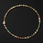 Hip-Hop Diamond-Encrusted 6mm Colored Gemstone Bracelet