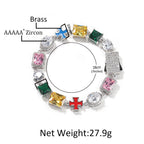 Hip-hop necklace with colorful zircon inlays and a square cross