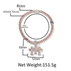 Hip-hop diamond-encrusted zircon three-cross Cuban necklace