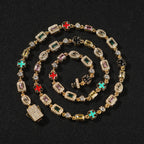 Hip-Hop Diamond-Encrusted 6mm Colored Gemstone Bracelet