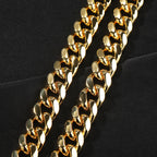 Hip-hop diamond-encrusted clasp smooth Cuban chain