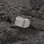 Hip-hop square diamond-encrusted couple ring