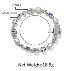 6mm blue colored gemstone bracelet with diamonds