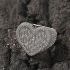 Hip-hop T-square heart-shaped zircon ring