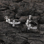 Hip Hop Zircon Black Spiral Clasp Cross Earrings