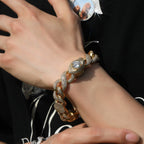 Hip-hop zircon-encrusted sun, star and eye necklace