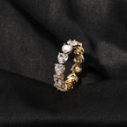 Hip-hop single-row heart-shaped zircon rings