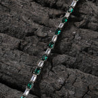 Hip-hop zircon-encrusted emerald color-matching tennis chain