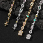 Hip-Hop Diamond-Encrusted 6mm Colored Gemstone Bracelet